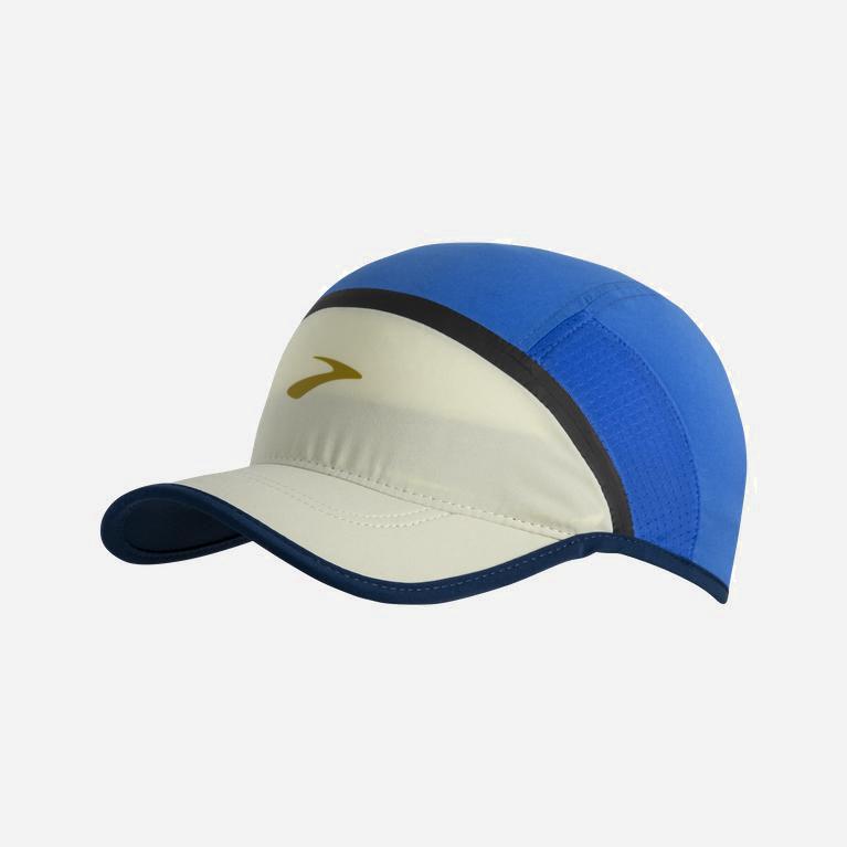 Brooks Base Sun Women's Running Hat UK Online - Bluetiful/Honeydew FloralWhite/Indigo Rush (DRWHI750